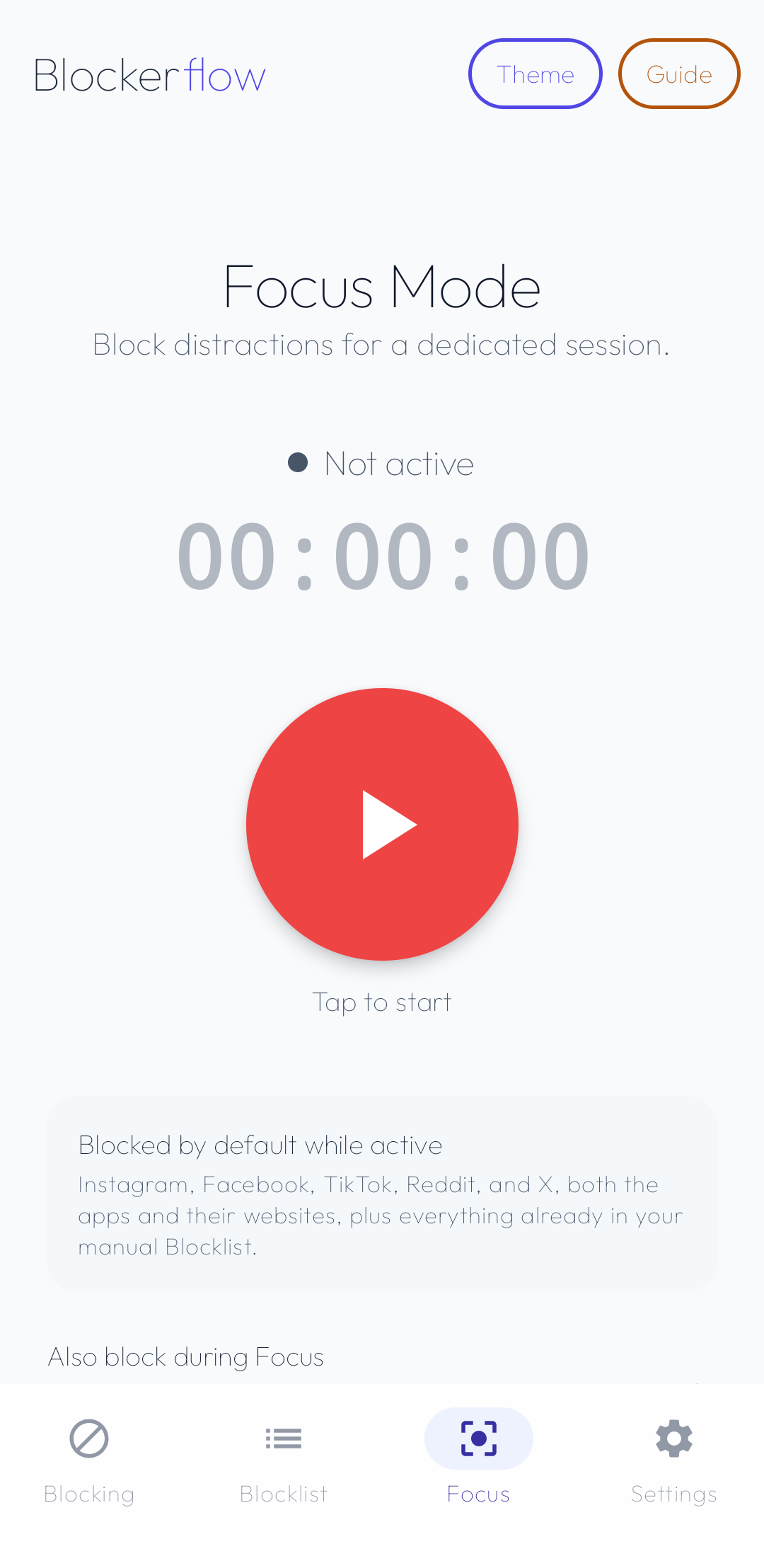 Start a Focus session screenshot
