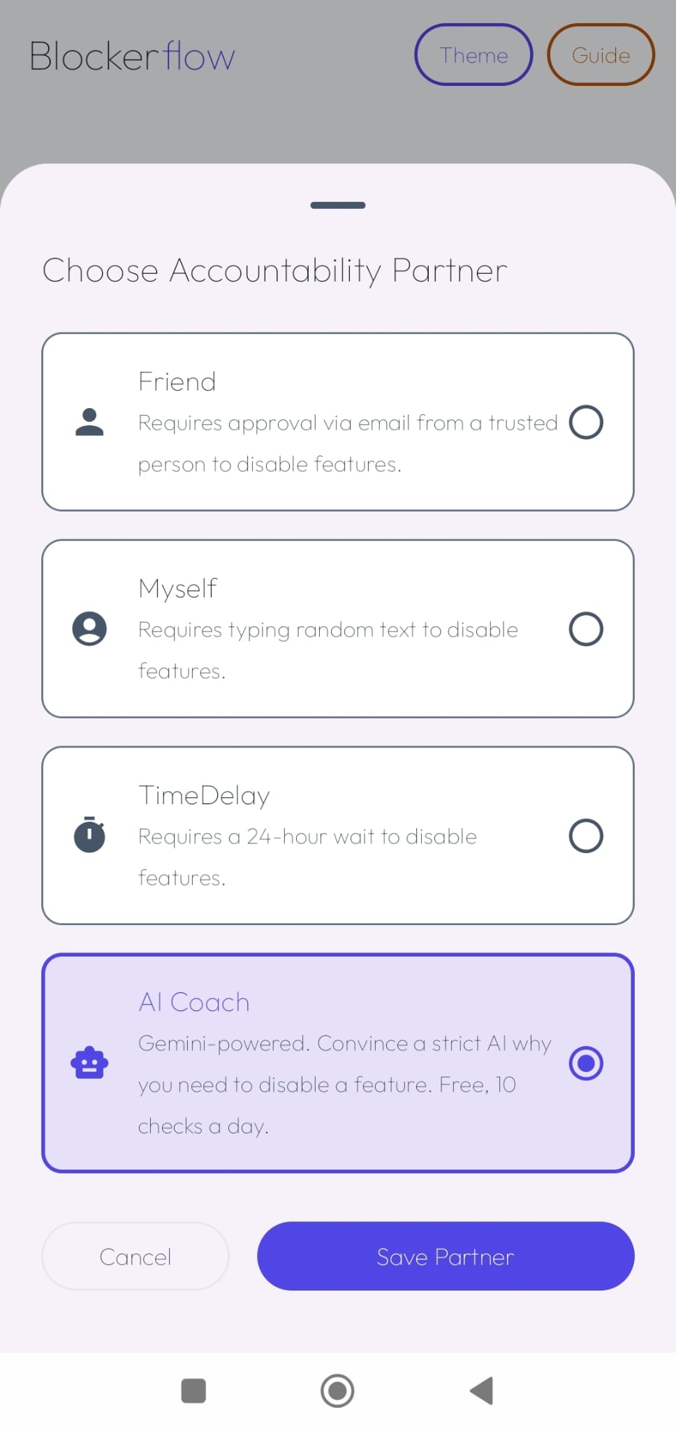 Set an Accountability Partner screenshot